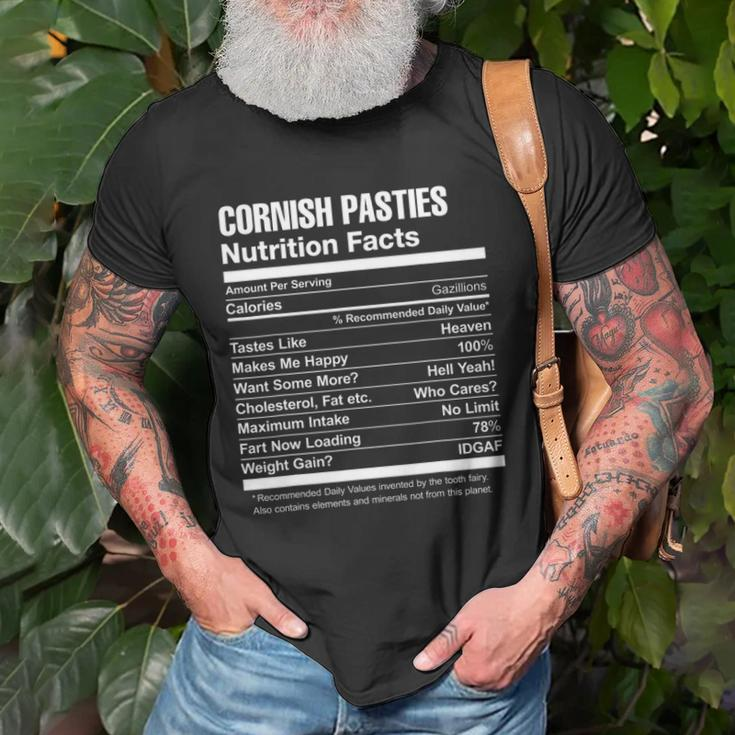 Cornish Pasties Nutrition Facts Funny Unisex T-Shirt Gifts for Old Men