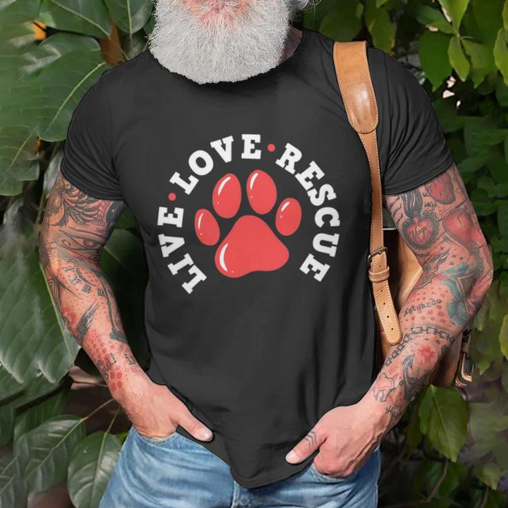 Dog Rescue Adopt Dog Paw Print Unisex T-Shirt Gifts for Old Men