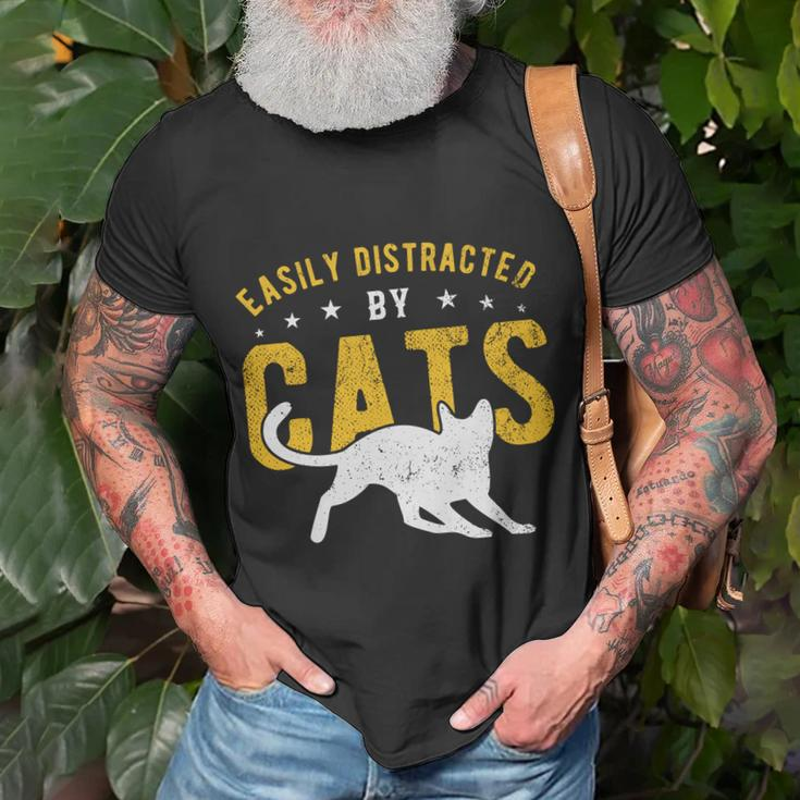 Easily Distracted By Cats Gift Unisex T-Shirt Gifts for Old Men