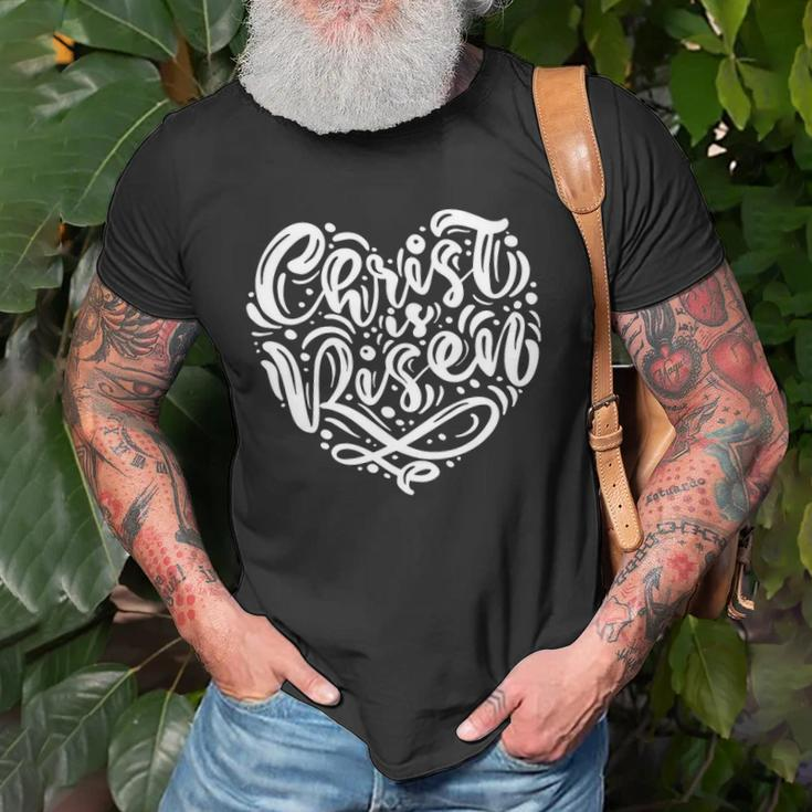 Easter Christian Christ Is Risen Cross Heart Unisex T-Shirt Gifts for Old Men