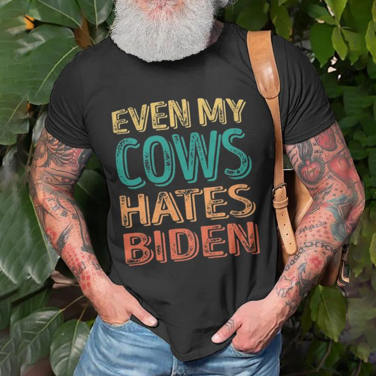 Even My Cows Hates Biden Funny Anti Biden Cow Farmers Unisex T-Shirt Gifts for Old Men