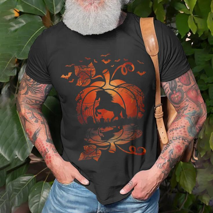 Fall Cute Horse In The Pumpkin Funny Halloween Autumn Happy Men Women T-shirt Graphic Print Casual Unisex Tee Gifts for Old Men