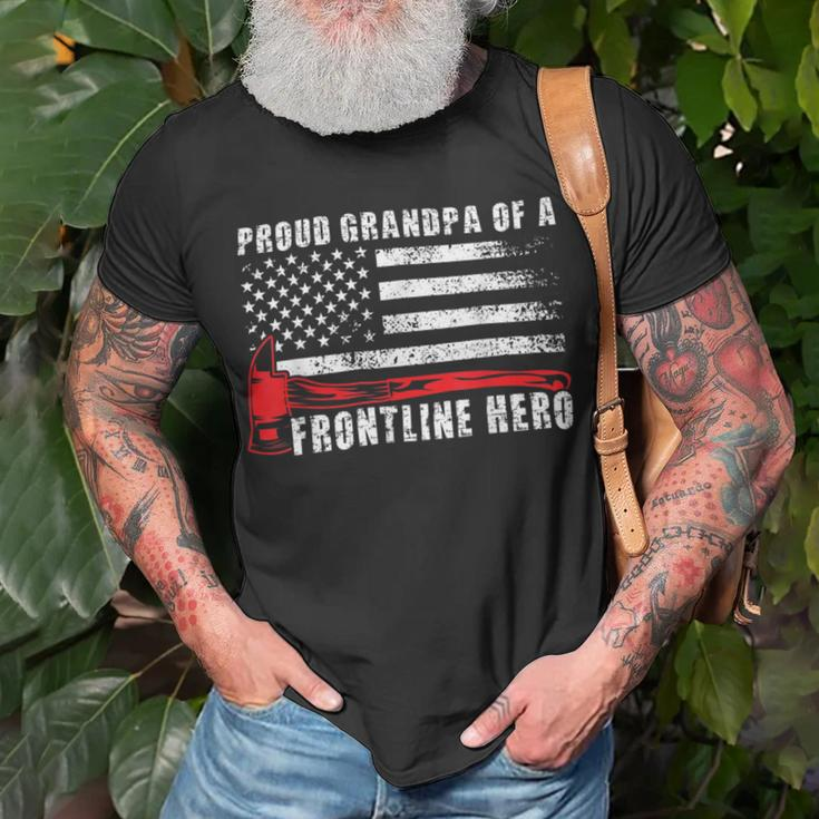 Firefighter Proud Firefighter Grandpa Of A Hero Fireman Grandpa V2 Unisex T-Shirt Gifts for Old Men