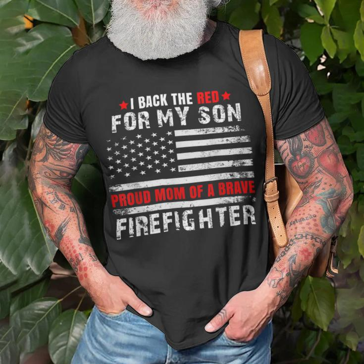 Firefighter Proud Mom Of Firefighter Son I Back The Red For My Son Unisex T-Shirt Gifts for Old Men