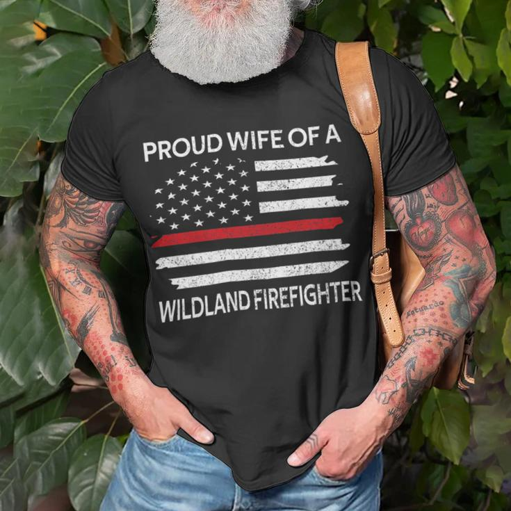 Firefighter Proud Wife Of A Wildland Firefighter Wife Firefighting Unisex T-Shirt Gifts for Old Men