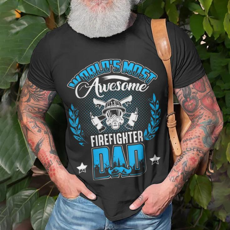 Firefighter Proud Worlds Awesome Firefighter Dad Cool Dad Fathers Day Unisex T-Shirt Gifts for Old Men