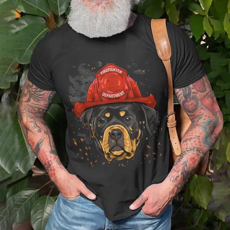 Firefighter Rottweiler Firefighter Rottweiler Dog Lover Unisex T-Shirt Gifts for Old Men