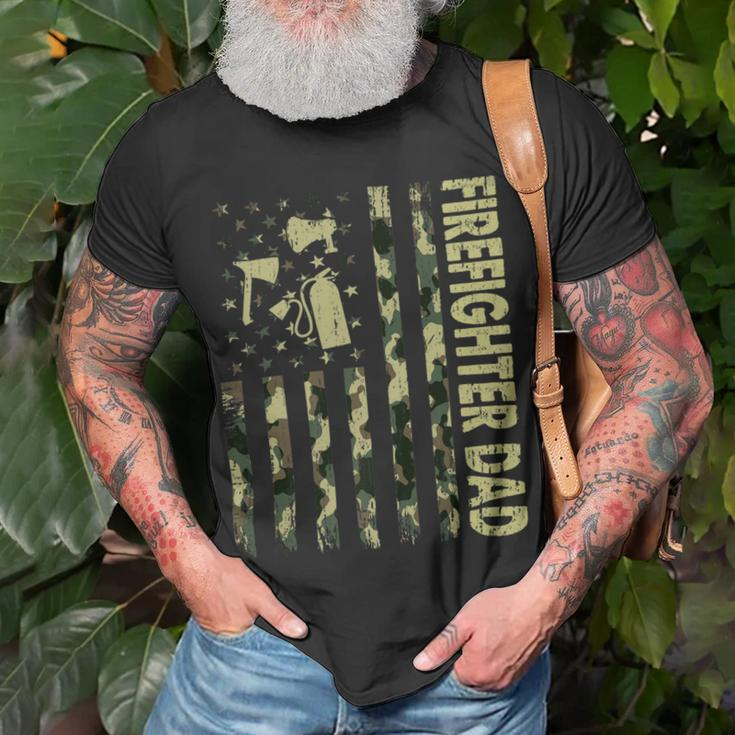 Firefighter Usa Flag Camouflage Firefighter Dad Patriotic Fathers Day Unisex T-Shirt Gifts for Old Men