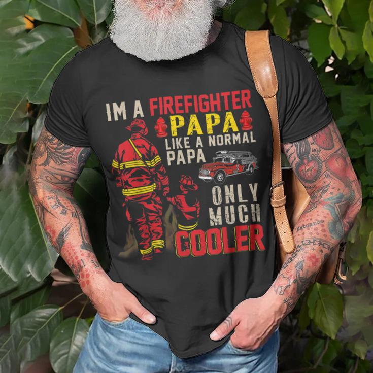 Firefighter Vintage Im A Firefighter Papa Definition Much Cooler Unisex T-Shirt Gifts for Old Men