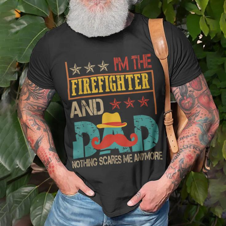 Firefighter Vintage Im The Firefighter And Dad Funny Dad Mustache Lover Unisex T-Shirt Gifts for Old Men