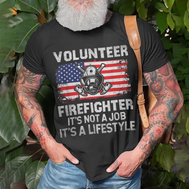 Firefighter Volunteer Firefighter Lifestyle Fireman Usa Flag V3 Unisex T-Shirt Gifts for Old Men