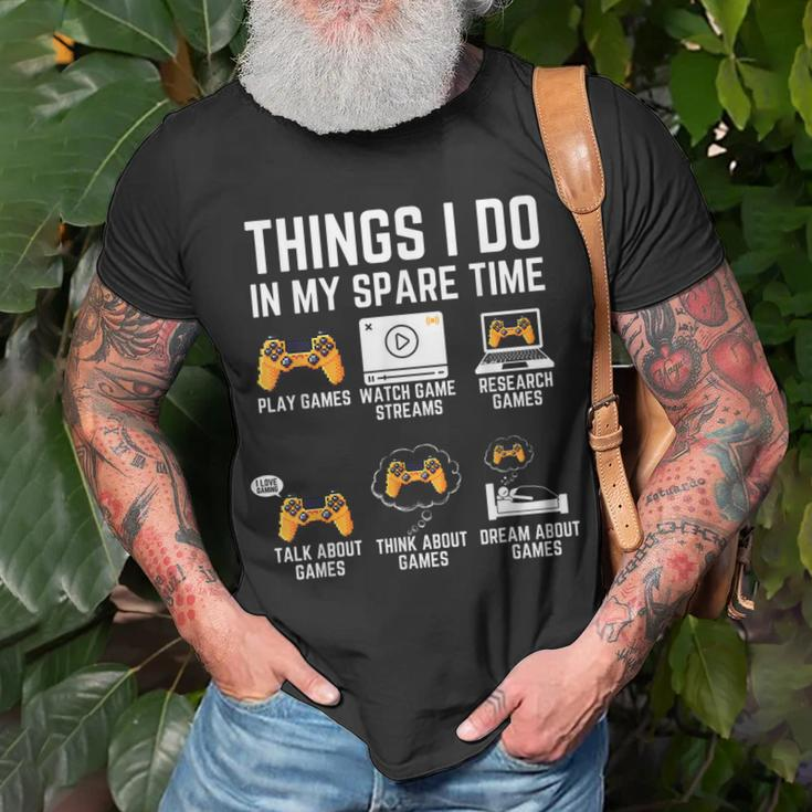Gamer Things I Do In My Spare Time Gaming V3 T-shirt Gifts for Old Men