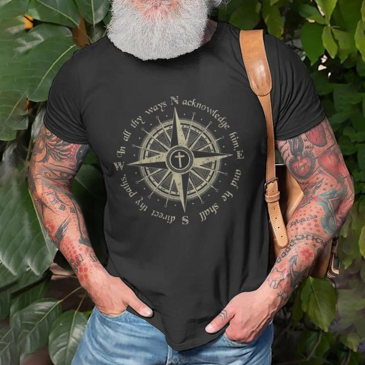 God Will Direct Your Path Compass Religion Christian Unisex T-Shirt Gifts for Old Men