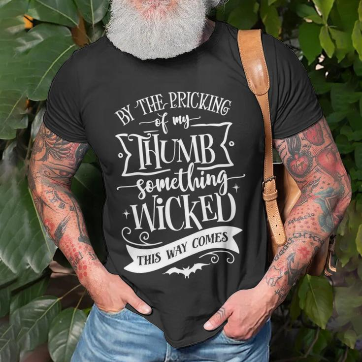 Halloween By The Pricking Of My Thumb - White Custom Men Women T-shirt Graphic Print Casual Unisex Tee Gifts for Old Men