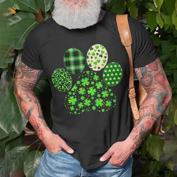 Irish Cute Dog Paw Clovers St Patricks Day Lucky Shamrock T-shirt Gifts for Old Men