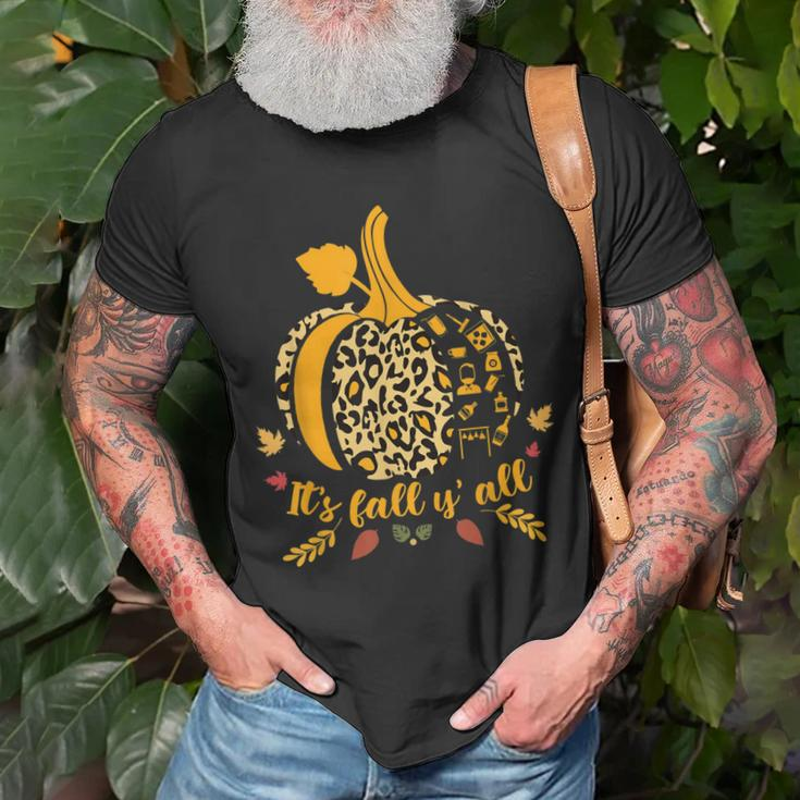 It’S Fall Y’All Leopard Print Pumpkin Bartender Halloween Unisex T-Shirt Gifts for Old Men