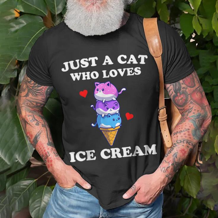 Just A Cat Who Loves Ice Cream Just A Girl Cats Lover T-shirt Gifts for Old Men