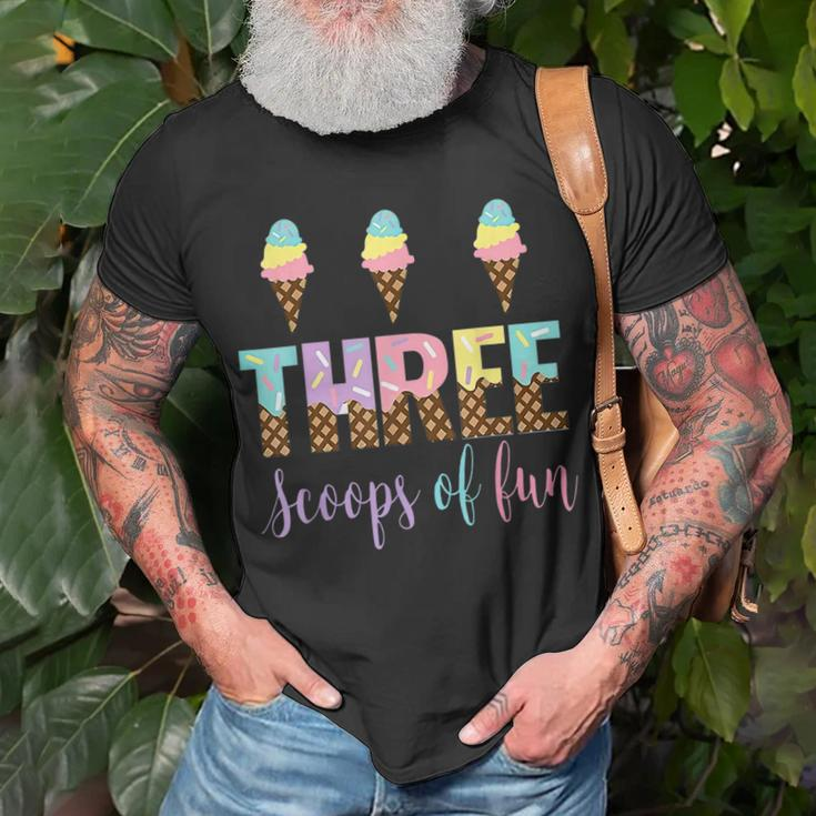 Kids Three Scoops Of Fun Birthday Ice Cream Unisex T-Shirt Gifts for Old Men