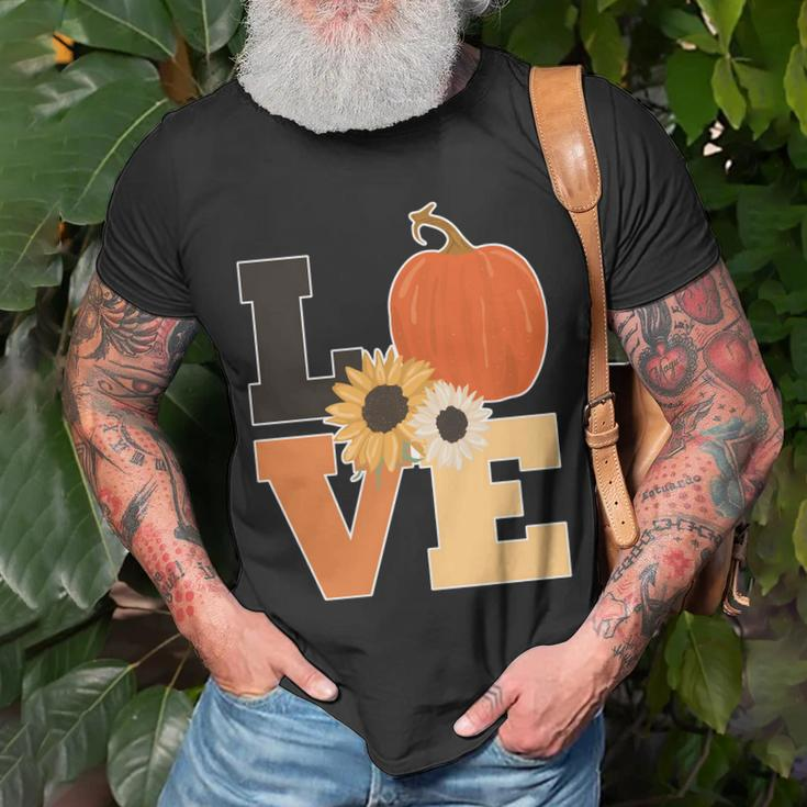Love Autumn Floral Pumpkin Fall Season T-Shirt Gifts for Old Men