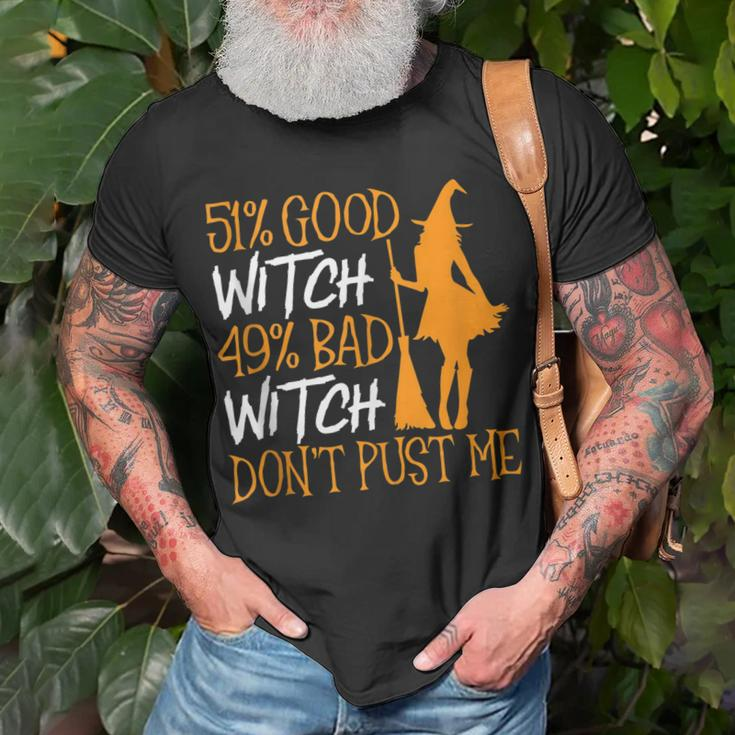 Mens 51 Good Witch 49 Bad Witch Dont Push It Halloween Unisex T-Shirt Gifts for Old Men