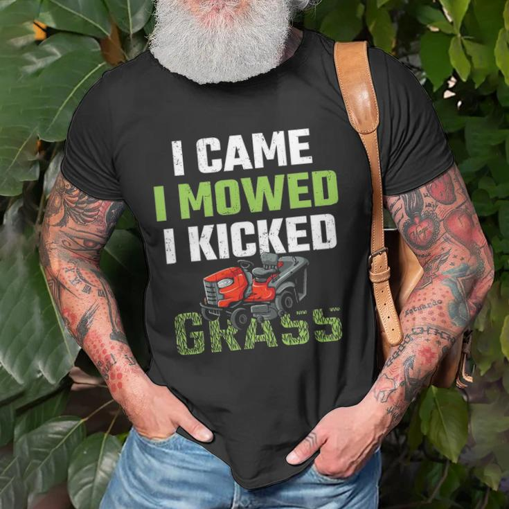 Mens I Came I Mowed I Kicked Grass Funny Lawn Mowing Gardener Unisex T-Shirt Gifts for Old Men