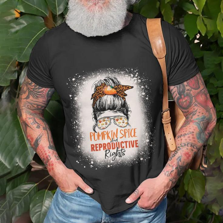 Messy Bun Bleached Pumpkin Spice And Reproductive Rights T-shirt Gifts for Old Men