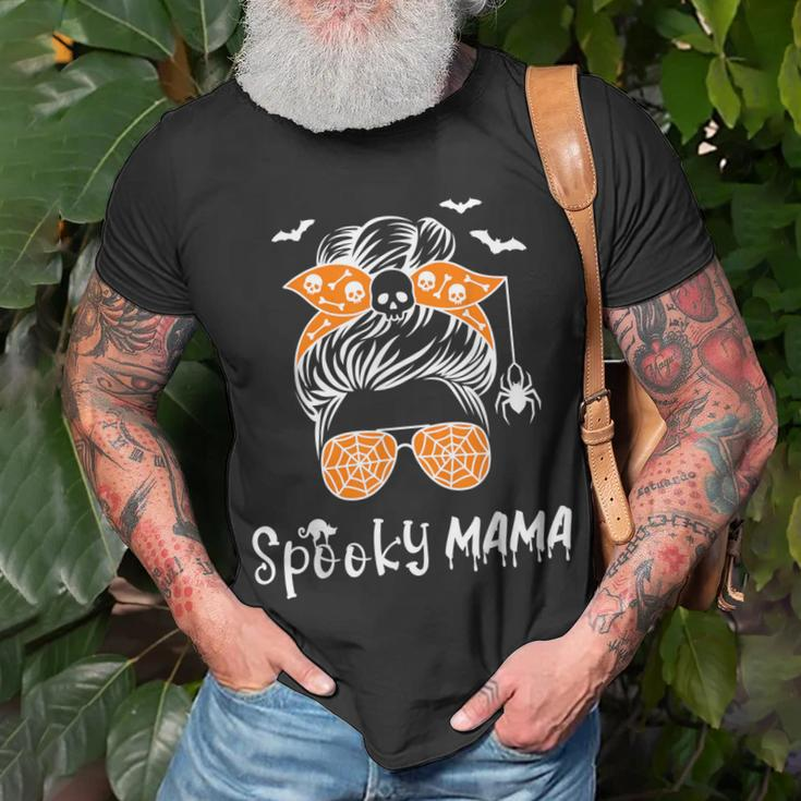 Messy Bun Spooky Mama Mom Funny Halloween Costume Skull V2 Unisex T-Shirt Gifts for Old Men