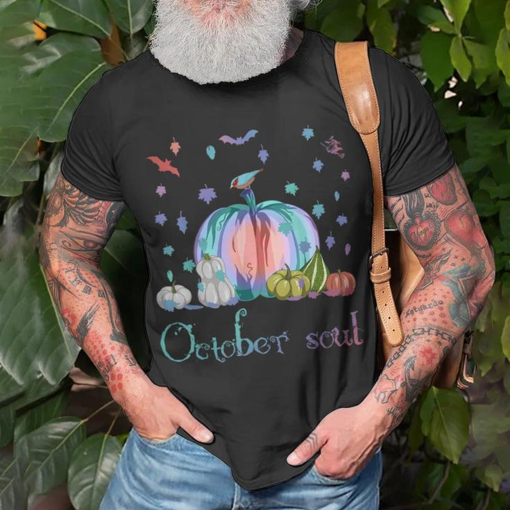 October Soul Funny Magic Halloween Pumpkin Fall Thanksgiving Unisex T-Shirt Gifts for Old Men