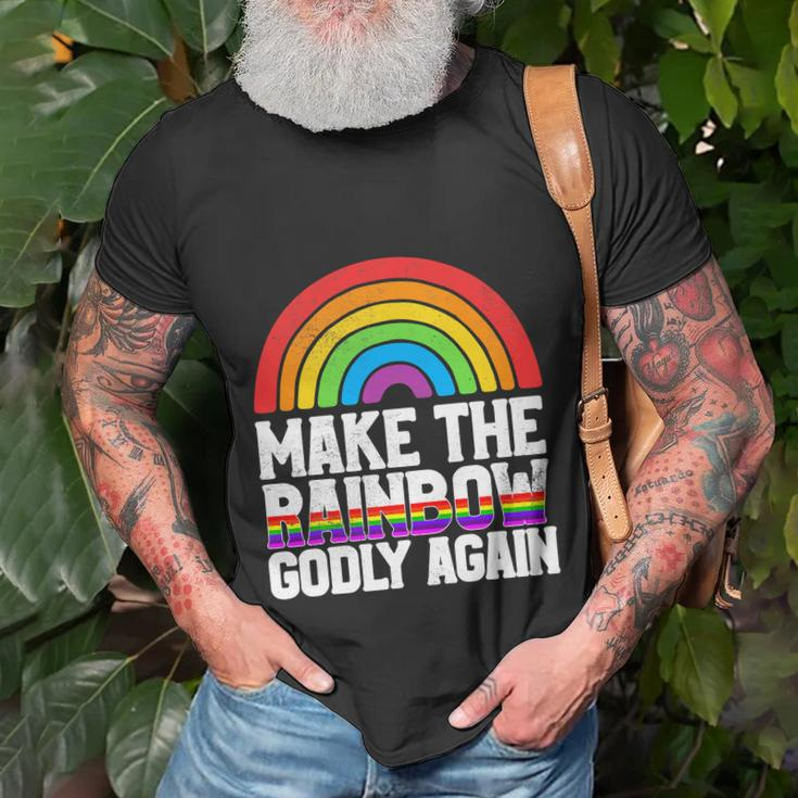 Make The Rainbow Godly Again Lgbt Flag Gay Pride T-shirt Gifts for Old Men