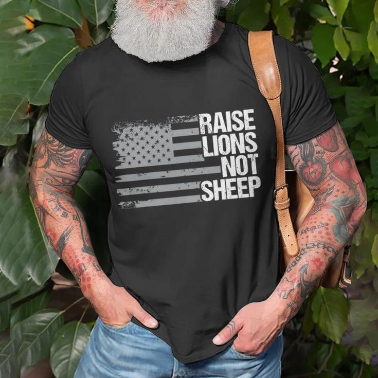 Raise Lions Not Sheep American Patriot Patriotic Lion Tshirt T-Shirt Gifts for Old Men