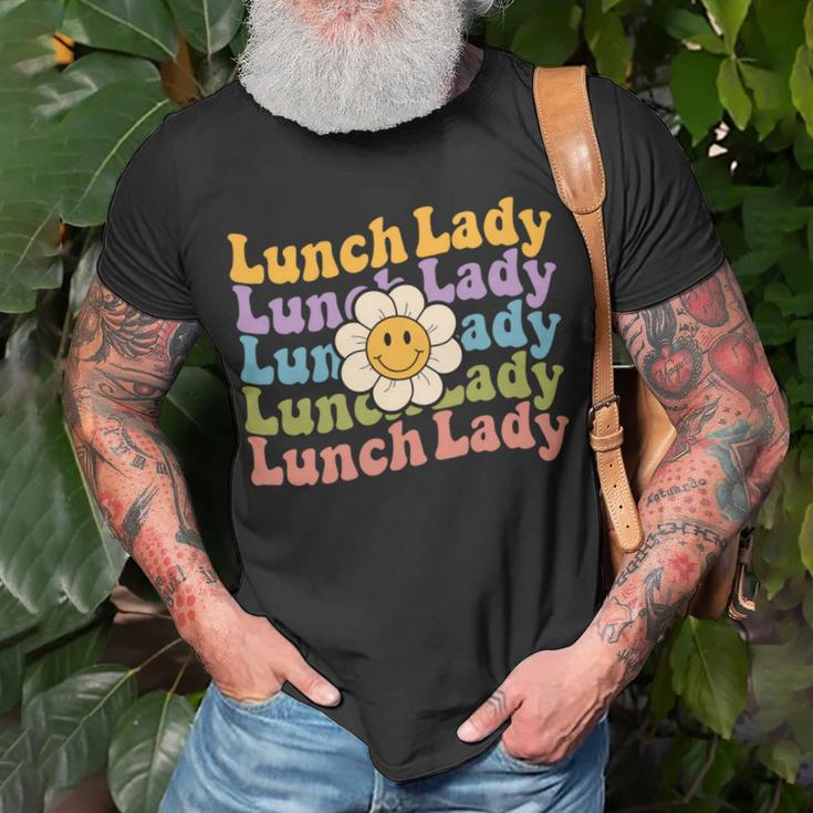 Retro Groovy Lunch Lady Teacher Back To School Lunch Lady Unisex T-Shirt Gifts for Old Men
