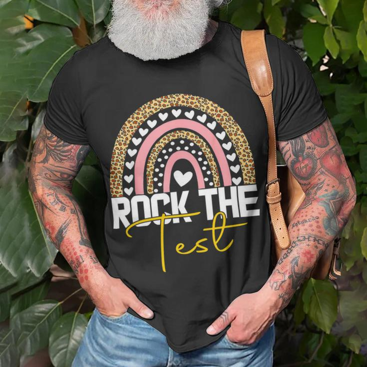 Rock The Test Test Day Teacher Testing Day Rainbow Teacher Unisex T-Shirt Gifts for Old Men