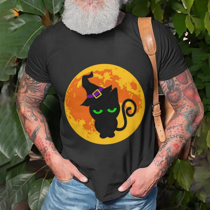 Scary Black Cat Costume Witch Hat Amp Moon Graphics Halloween Quote Men Women T-shirt Graphic Print Casual Unisex Tee Gifts for Old Men