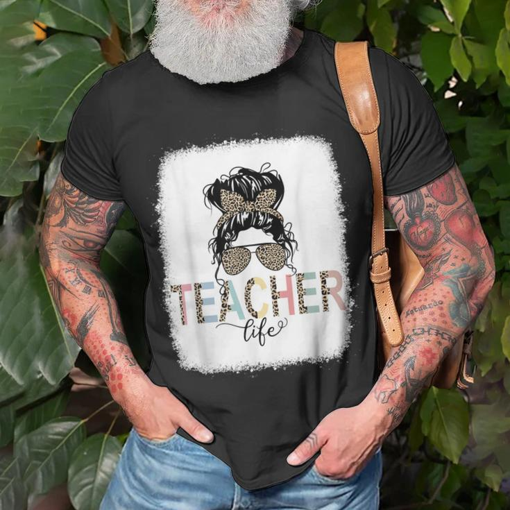 Teacher Life Bleached Teacher Life Royal Messy Bun T-shirt Gifts for Old Men