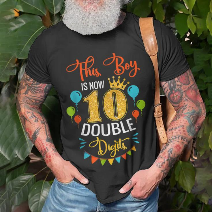 This Boy Is Now Double Digits Birthday Boy 10 Year Old Unisex T-Shirt Gifts for Old Men