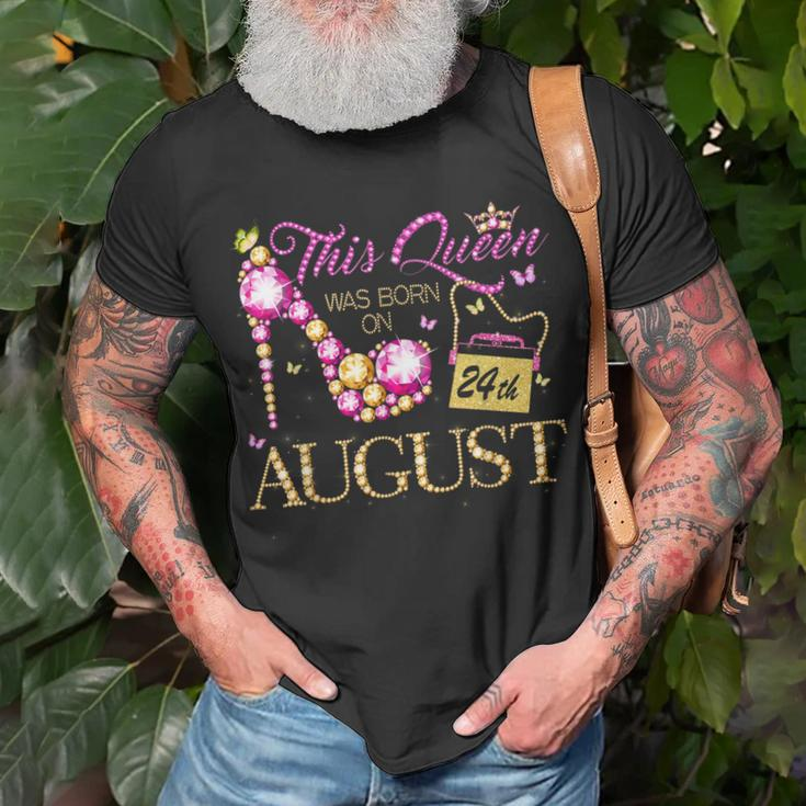 This Queen Was Born On August 24 24Th August Birthday Queen Unisex T-Shirt Gifts for Old Men
