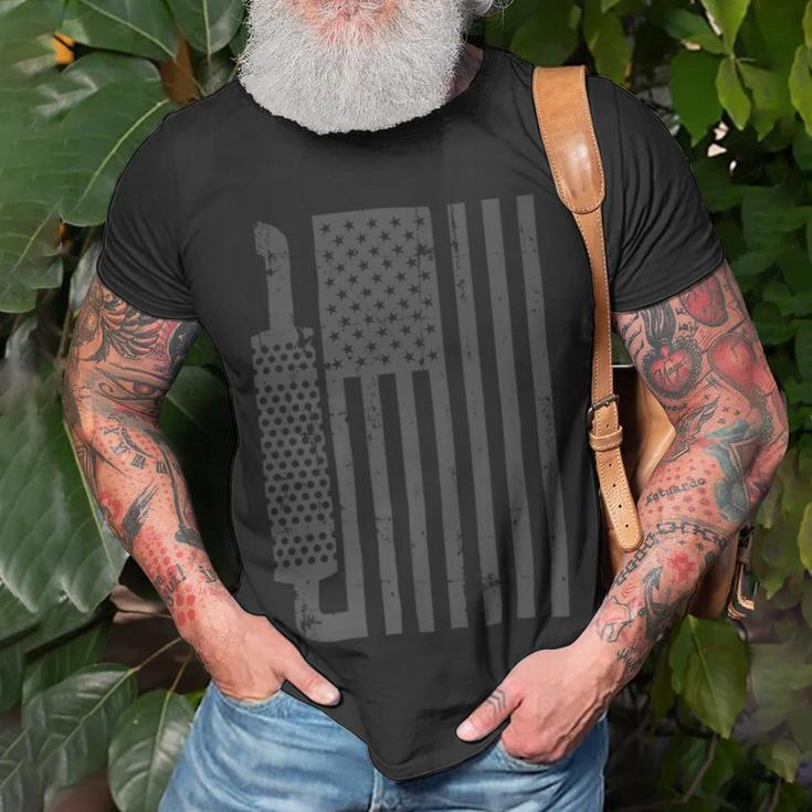 Trucker Truck Driver American Flag With Exhaust Patriotic Trucker Unisex T-Shirt Gifts for Old Men