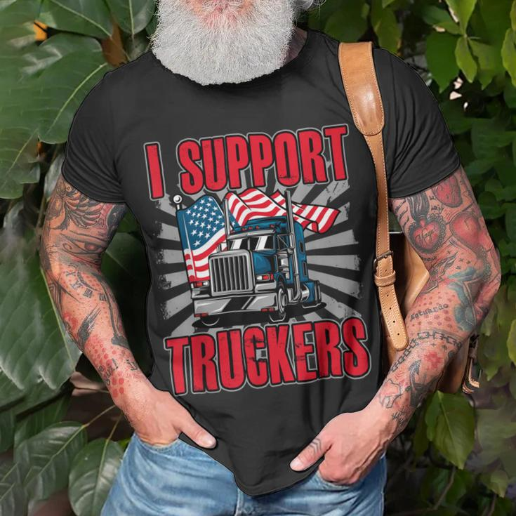 Trucker Trucker Support I Support Truckers Freedom Convoy Unisex T-Shirt Gifts for Old Men