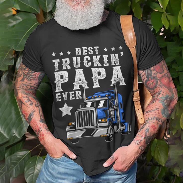 Trucker Trucking Papa Shirt Fathers Day Trucker Apparel Truck Driver Unisex T-Shirt Gifts for Old Men