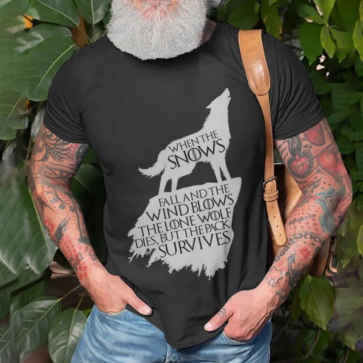 When The Snows Fall The Lone Wolf Dies But The Pack Survives T-shirt Gifts for Old Men