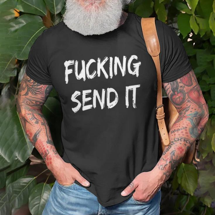 Womens Fucking Send It Snowmobile Fan Gift Unisex T-Shirt Gifts for Old Men