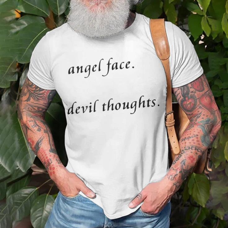 Angel Face Devil Thoughts V2 Unisex T-Shirt Gifts for Old Men