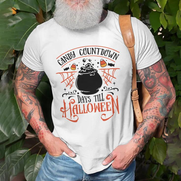 Halloween Candy Countdown Days Till Halloween Orange And Black Men Women T-shirt Graphic Print Casual Unisex Tee Gifts for Old Men