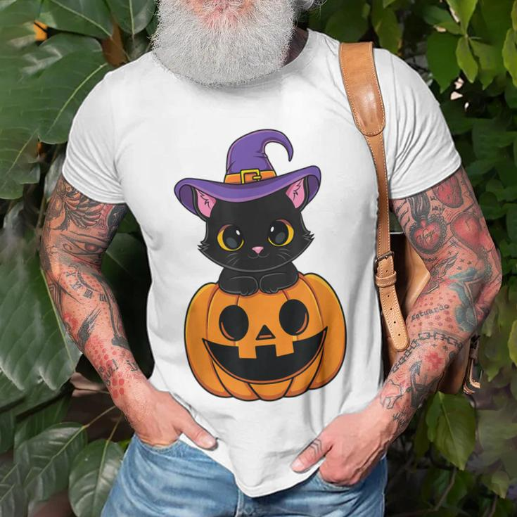 Halloween Cute Black Cat Witch Hat Pumpkin For Kids Girls Unisex T-Shirt Gifts for Old Men