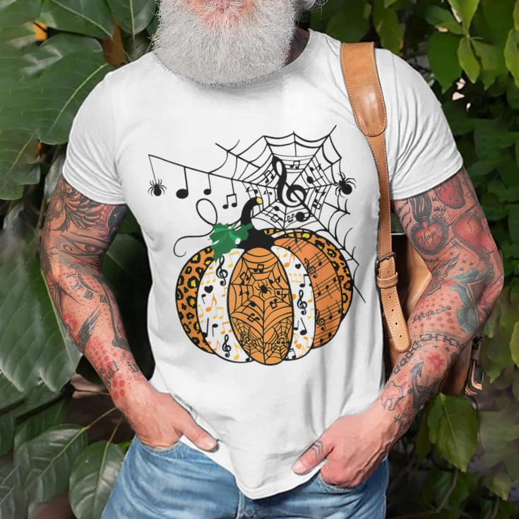 Halloween Pumpkin Music Symbols Music Teacher Halloween Unisex T-Shirt Gifts for Old Men