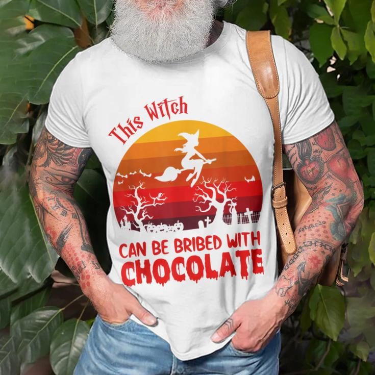 Halloween This Witch Can Be Bribed With Chocolate Retro Unisex T-Shirt Gifts for Old Men