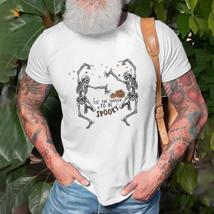 Halloween Tis_ The Season To Be Spooky Dancing Skeleton Men Women T-shirt Graphic Print Casual Unisex Tee Gifts for Old Men