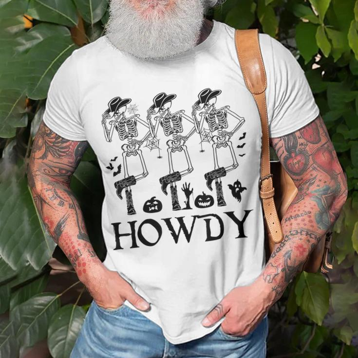 Howdy Cowboy Dancing Skeleton Cowboy Halloween Unisex T-Shirt Gifts for Old Men
