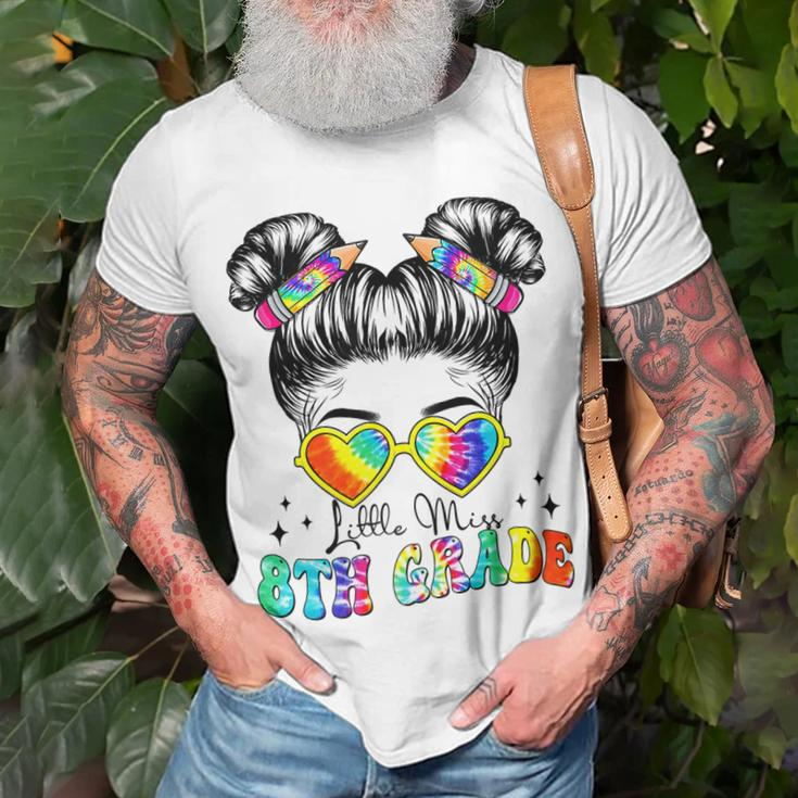 Little Miss 8Th Grade Back To School Tie Dye Messy Bun T-shirt Gifts for Old Men