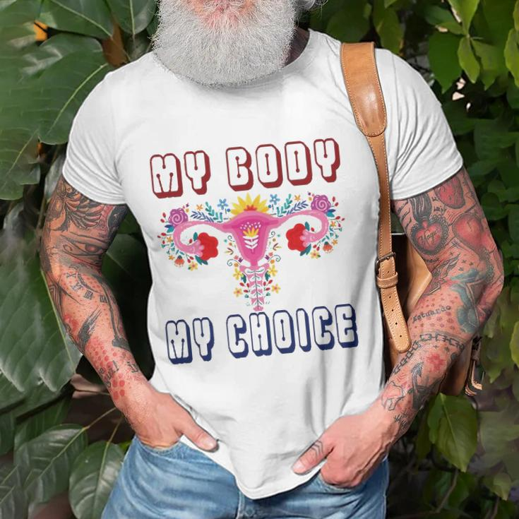 My Body My Choice Pro Roe Floral Uterus Unisex T-Shirt Gifts for Old Men